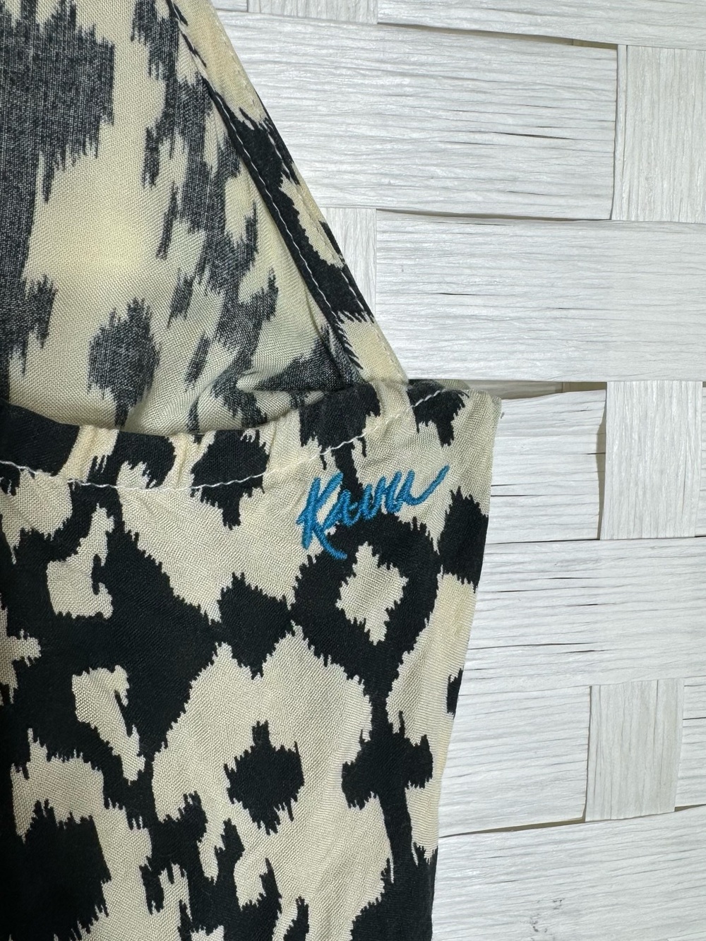 Kavu Jocelyn Ikat Black Ivory Racerback Midi High Low Sleeveless Dress Size Med - Picture 7 of 11